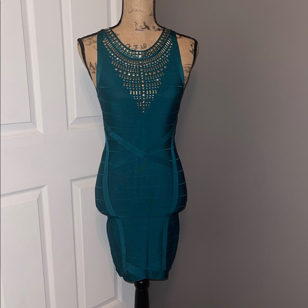 Elegant Teal Bodycon Dress
